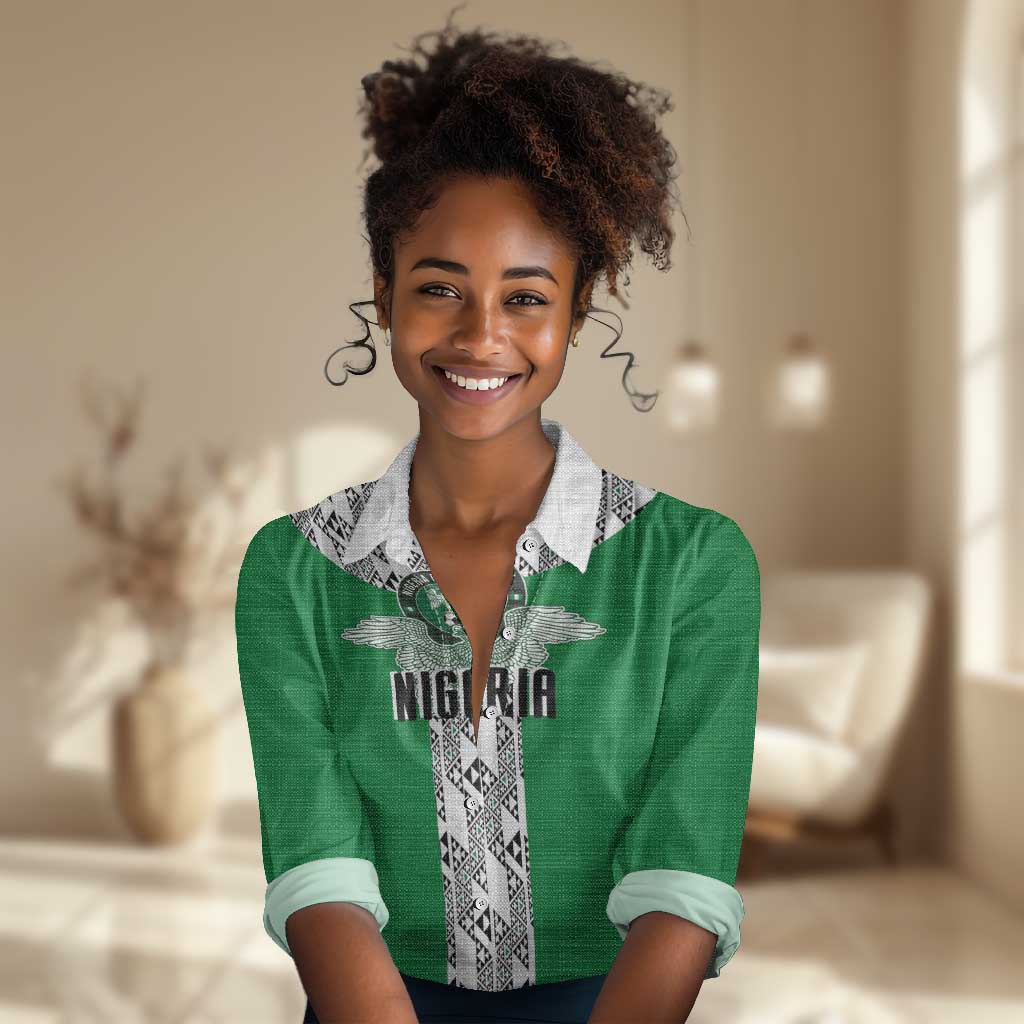 Custom Nigeria National Football Women Casual Shirt Inspired Retro Style - African Pride