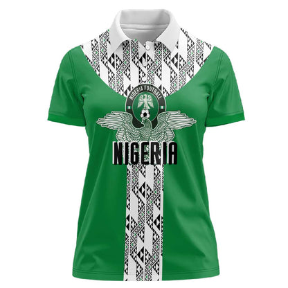 Custom Nigeria National Football Women Polo Shirt Inspired Retro Style - African Pride