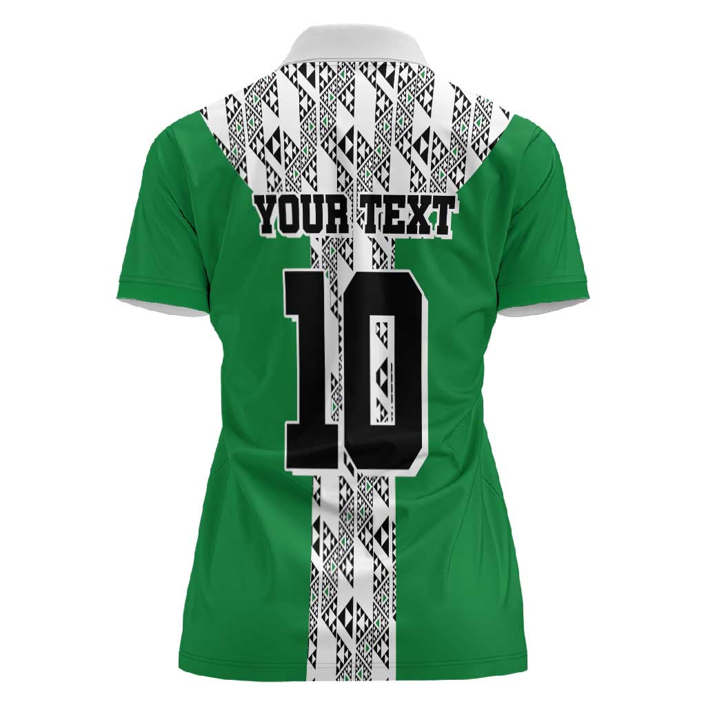 Custom Nigeria National Football Women Polo Shirt Inspired Retro Style - African Pride