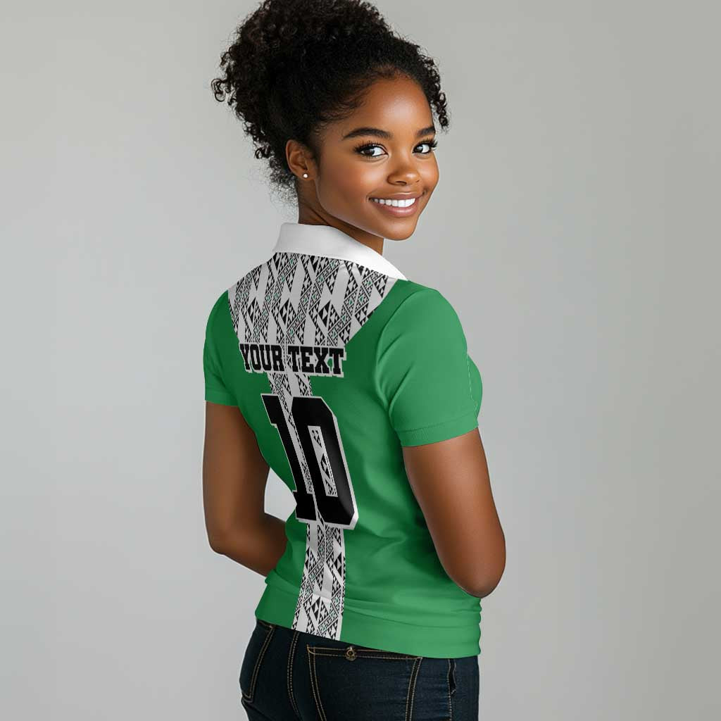 Custom Nigeria National Football Women Polo Shirt Inspired Retro Style - African Pride