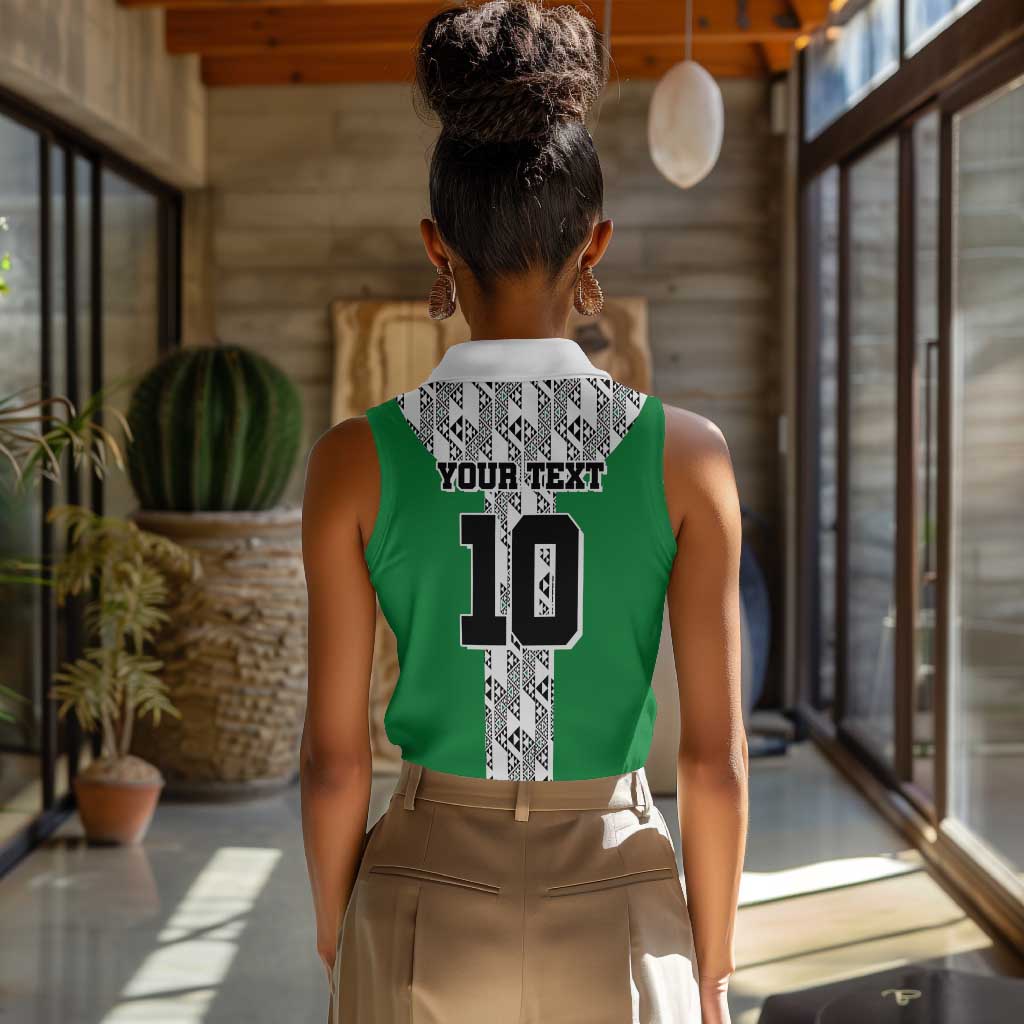 Custom Nigeria National Football Women Sleeveless Polo Shirt Inspired Retro Style - African Pride