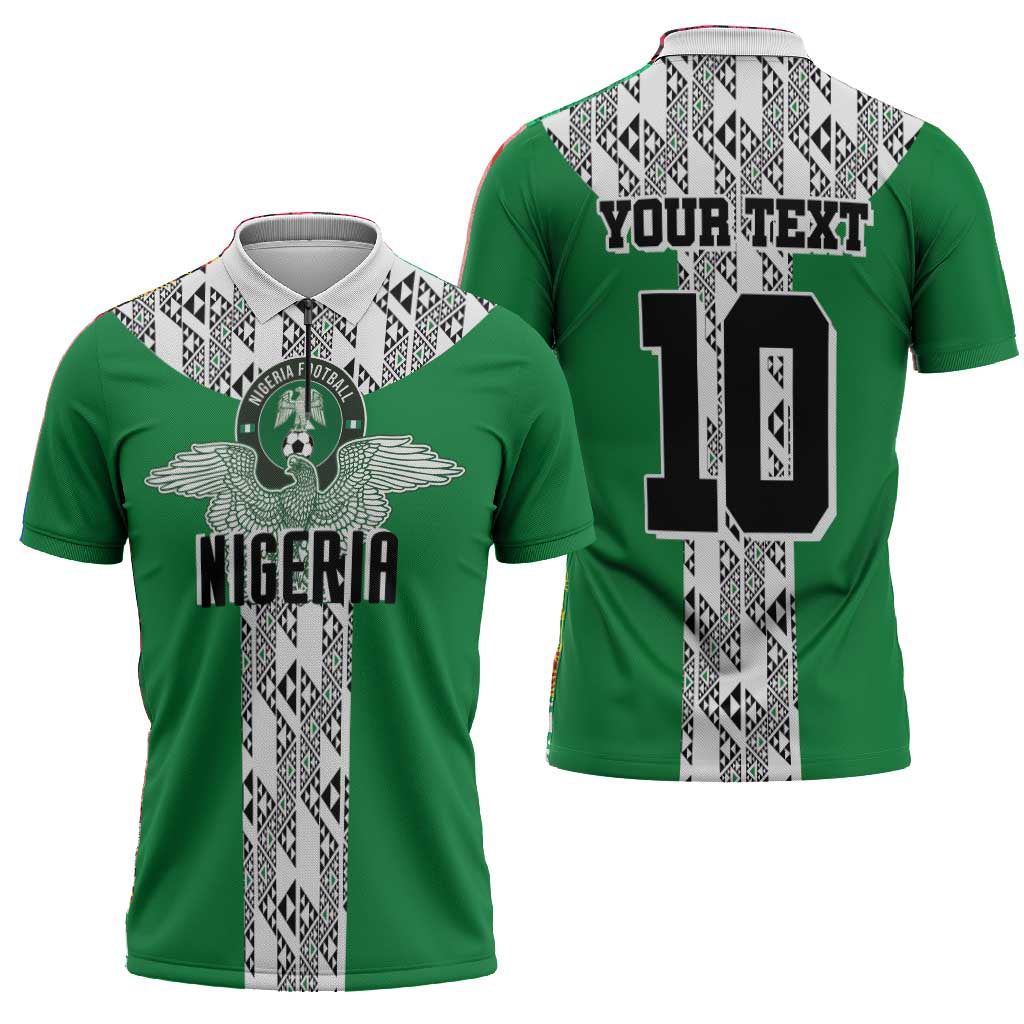 Custom Nigeria National Football Zipper Polo Shirt Inspired Retro Style - African Pride