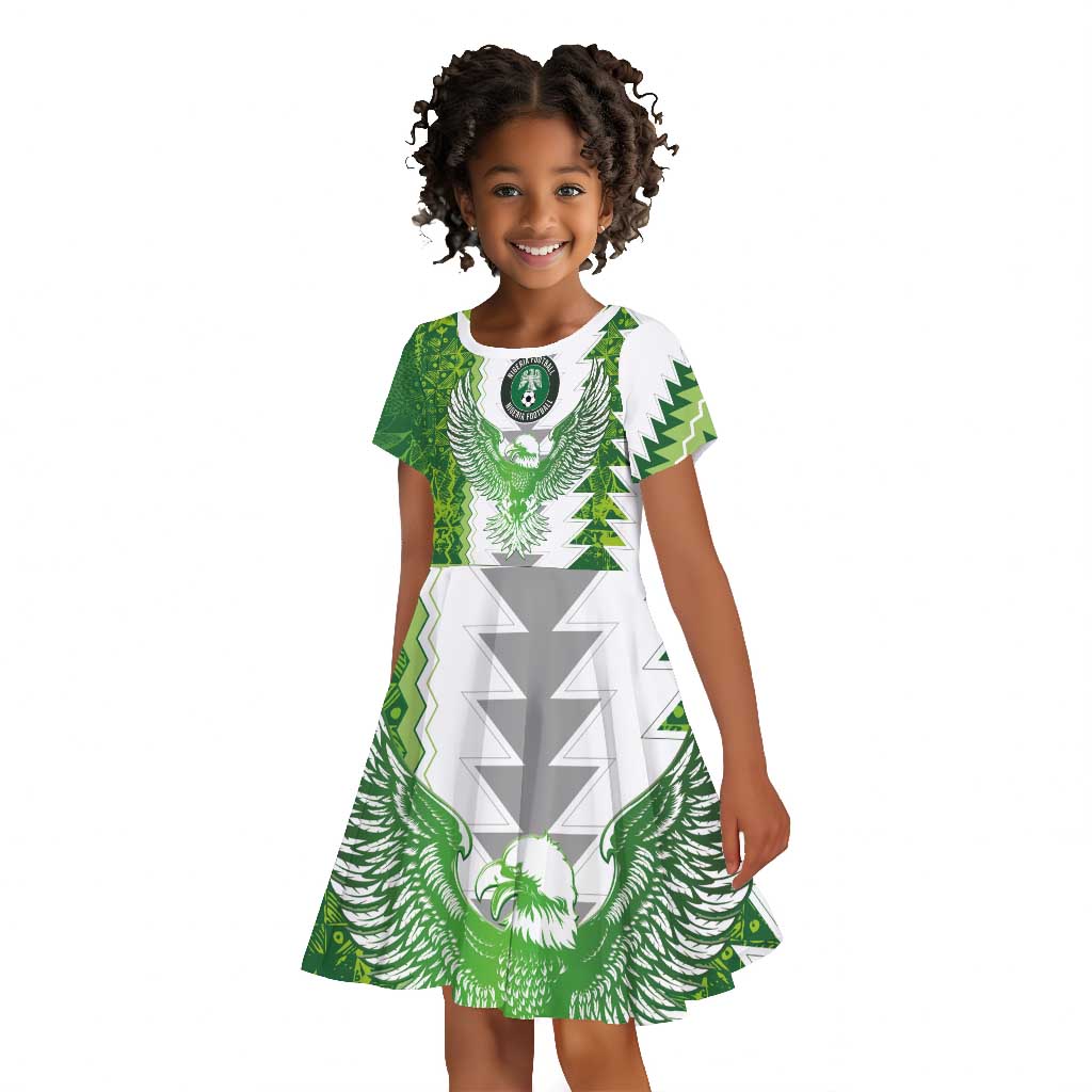 Custom Nigeria National Football Kid Short Sleeve Dress Naija Super Eagles - African Pride