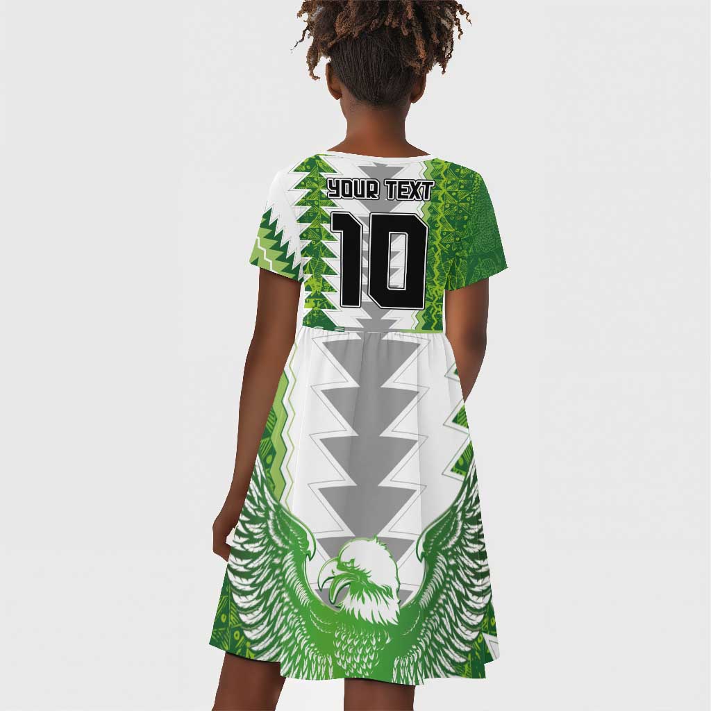 Custom Nigeria National Football Kid Short Sleeve Dress Naija Super Eagles - African Pride