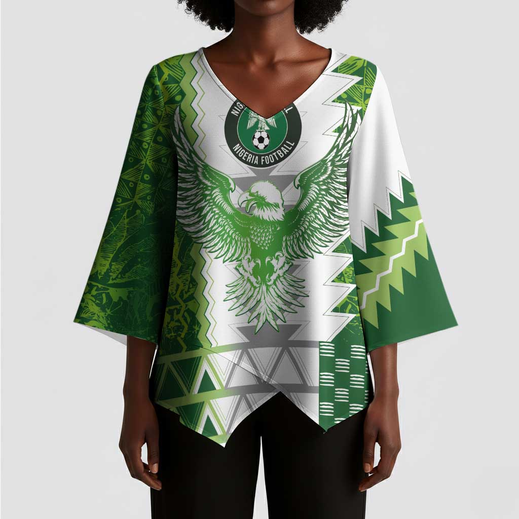 Custom Nigeria National Football Kimono Sleeve Blouse Naija Super Eagles - African Pride