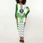 Custom Nigeria National Football Long Sleeve Bodycon Dress Naija Super Eagles - African Pride