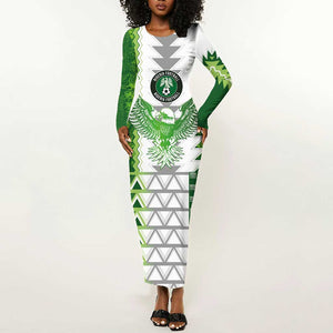 Custom Nigeria National Football Long Sleeve Bodycon Dress Naija Super Eagles - African Pride