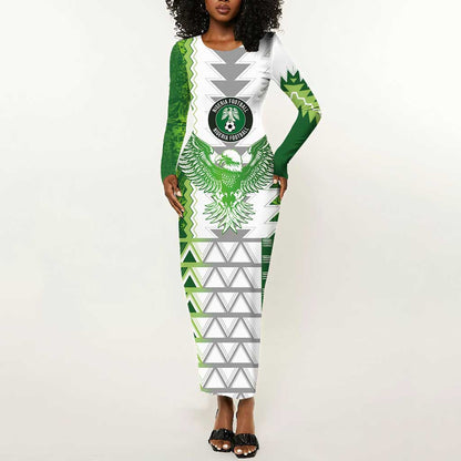 Custom Nigeria National Football Long Sleeve Bodycon Dress Naija Super Eagles - African Pride