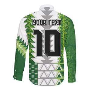 Custom Nigeria National Football Long Sleeve Button Shirt Naija Super Eagles - African Pride