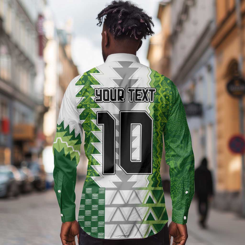 Custom Nigeria National Football Long Sleeve Button Shirt Naija Super Eagles - African Pride
