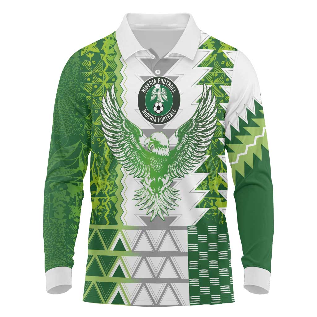 Custom Nigeria National Football Long Sleeve Polo Shirt Naija Super Eagles - African Pride