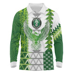 Custom Nigeria National Football Long Sleeve Polo Shirt Naija Super Eagles - African Pride