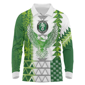 Custom Nigeria National Football Long Sleeve Polo Shirt Naija Super Eagles - African Pride