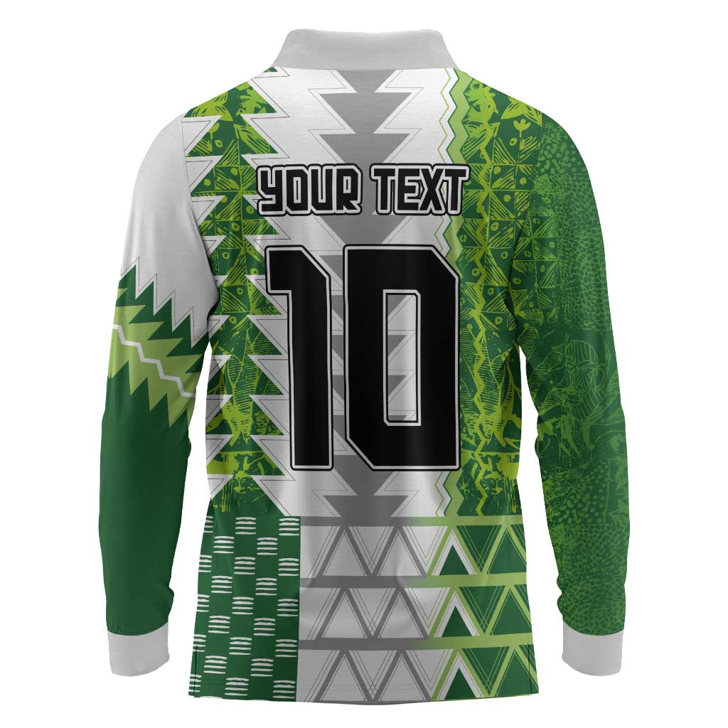Custom Nigeria National Football Long Sleeve Polo Shirt Naija Super Eagles - African Pride