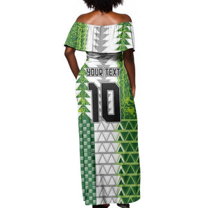 Custom Nigeria National Football Off Shoulder Maxi Dress Naija Super Eagles - African Pride