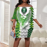 Custom Nigeria National Football Off Shoulder Short Dress Naija Super Eagles - African Pride