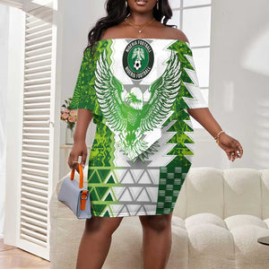 Custom Nigeria National Football Off Shoulder Short Dress Naija Super Eagles - African Pride
