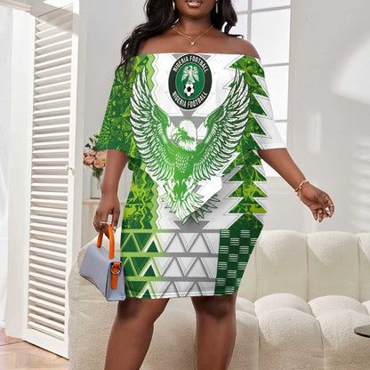 Custom Nigeria National Football Off Shoulder Short Dress Naija Super Eagles - African Pride