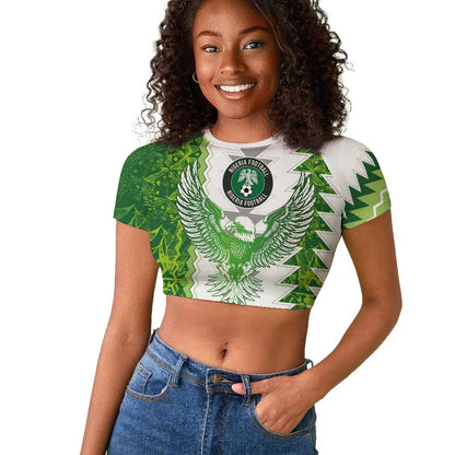 Custom Nigeria National Football Raglan Cropped T shirt Naija Super Eagles - African Pride