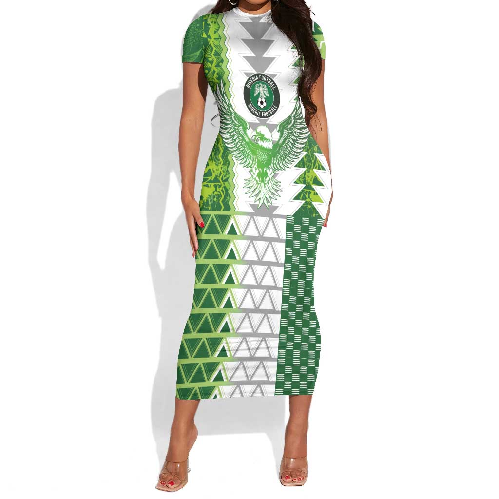 Custom Nigeria National Football Short Sleeve Bodycon Dress Naija Super Eagles - African Pride