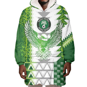 Custom Nigeria National Football Wearable Blanket Hoodie Naija Super Eagles - African Pride