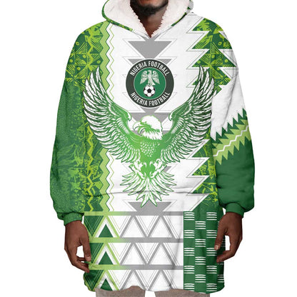 Custom Nigeria National Football Wearable Blanket Hoodie Naija Super Eagles - African Pride