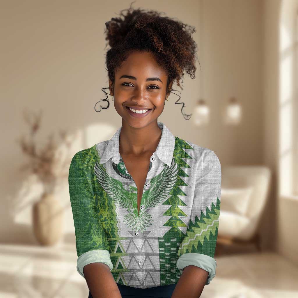 Custom Nigeria National Football Women Casual Shirt Naija Super Eagles - African Pride