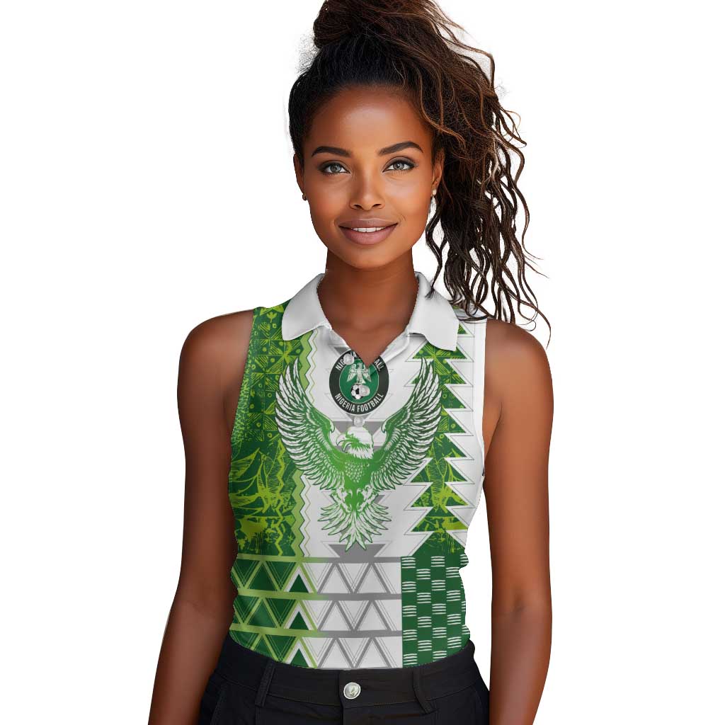 Custom Nigeria National Football Women Sleeveless Polo Shirt Naija Super Eagles - African Pride