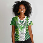 Custom Nigeria National Football Women V-Neck T-Shirt Naija Super Eagles - African Pride