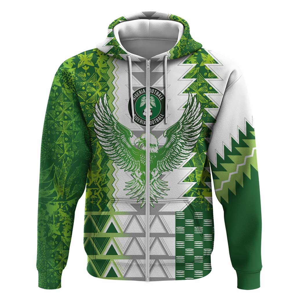 Custom Nigeria National Football Zip Hoodie Naija Super Eagles - African Pride