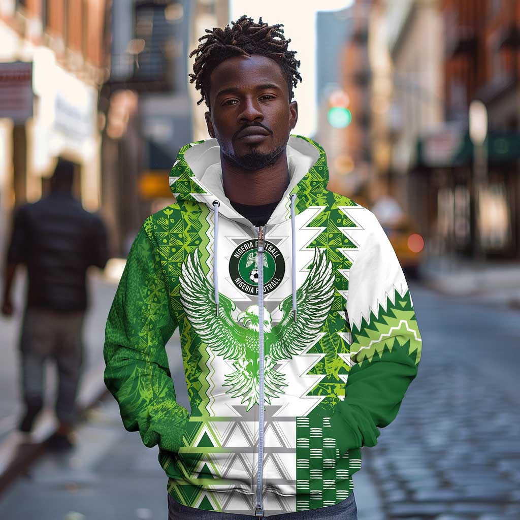 Custom Nigeria National Football Zip Hoodie Naija Super Eagles - African Pride