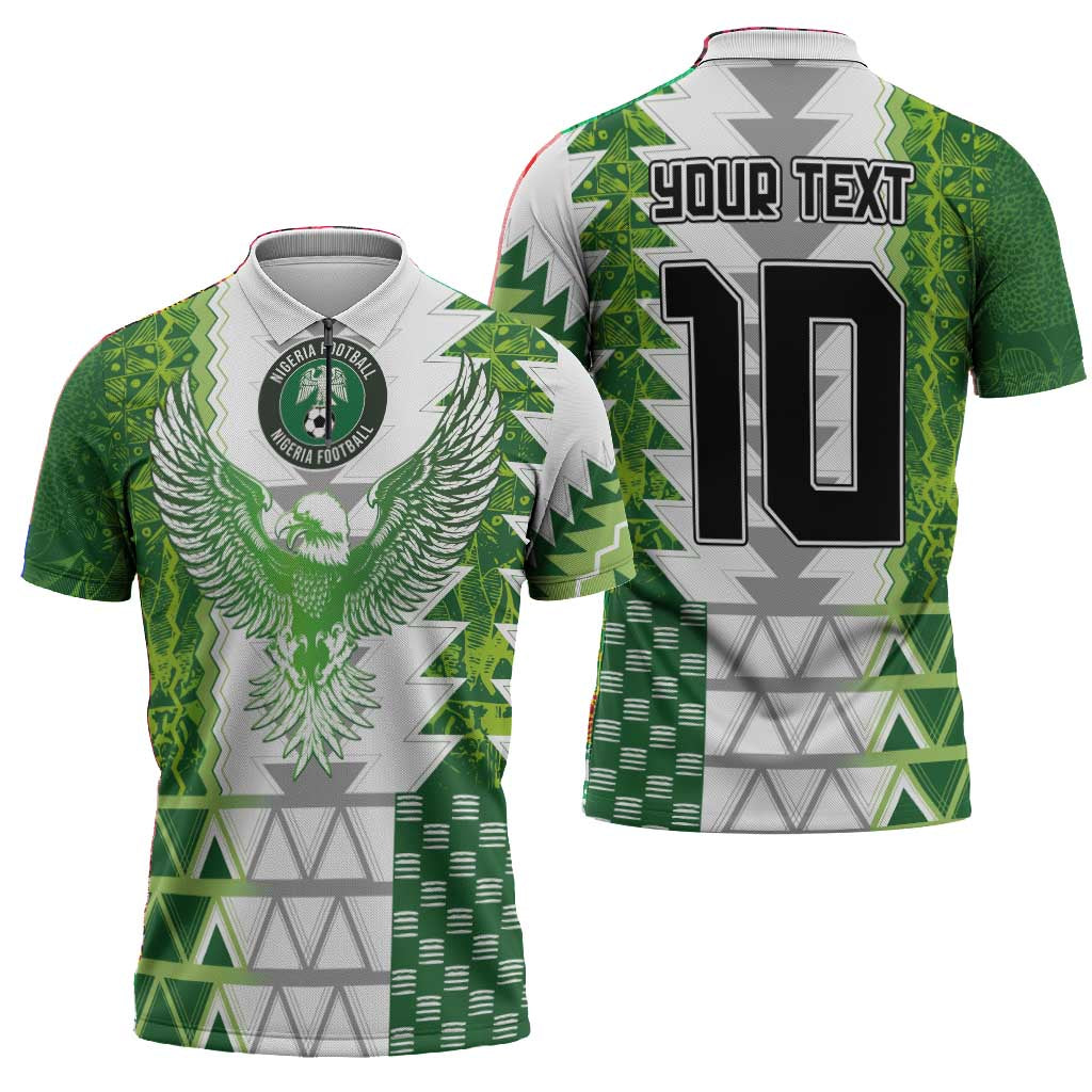 Custom Nigeria National Football Zipper Polo Shirt Naija Super Eagles - African Pride