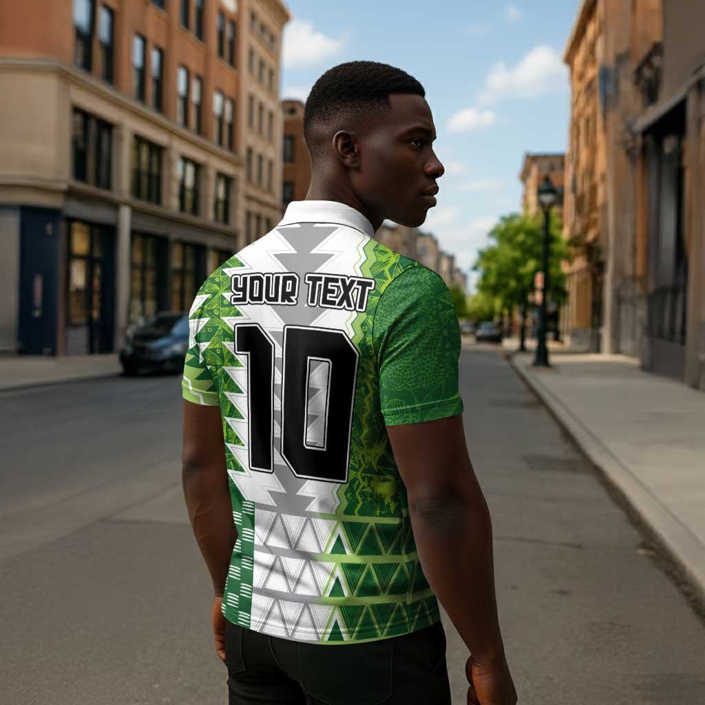 Custom Nigeria National Football Zipper Polo Shirt Naija Super Eagles - African Pride
