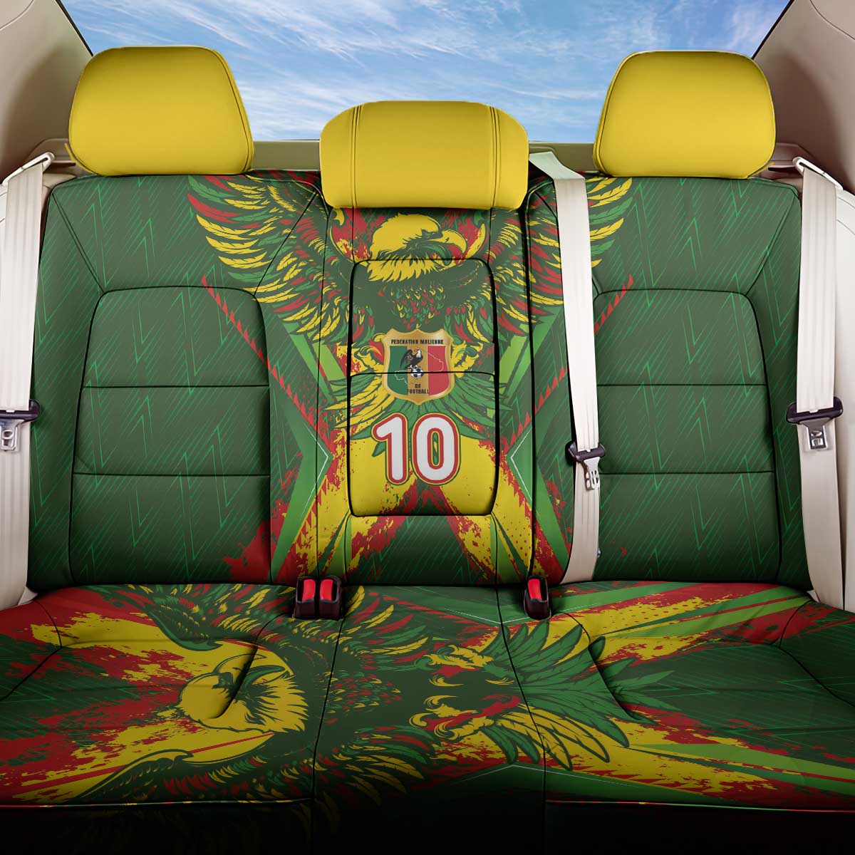 Custom Mali National Football Back Car Seat Cover Grunge Les Aigles Sporty Style - African Pride