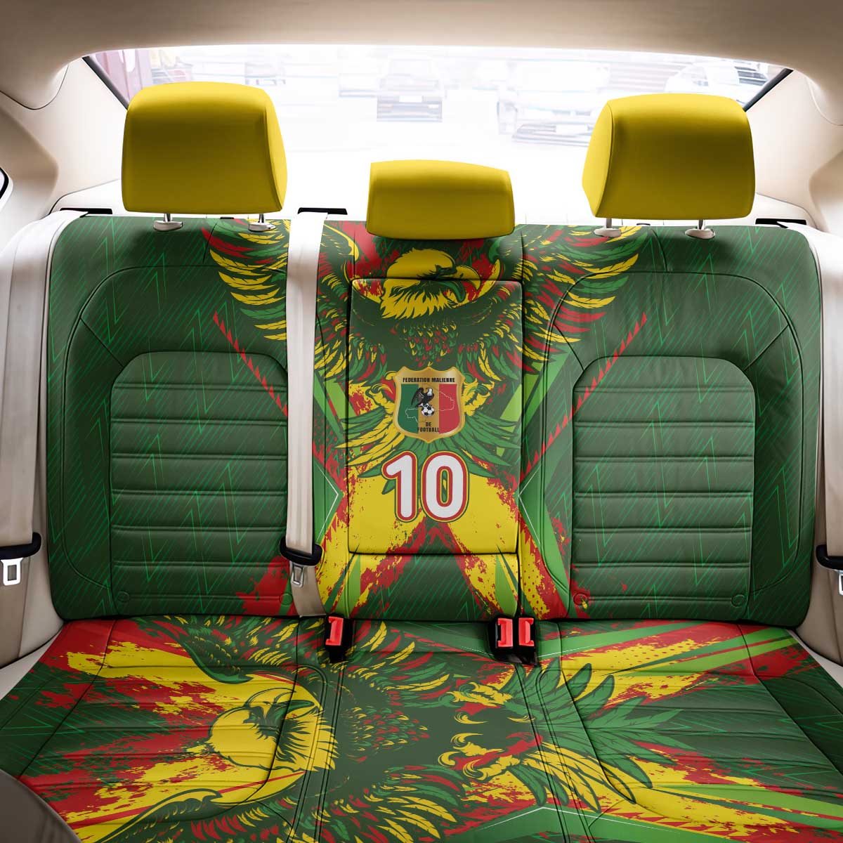Custom Mali National Football Back Car Seat Cover Grunge Les Aigles Sporty Style - African Pride