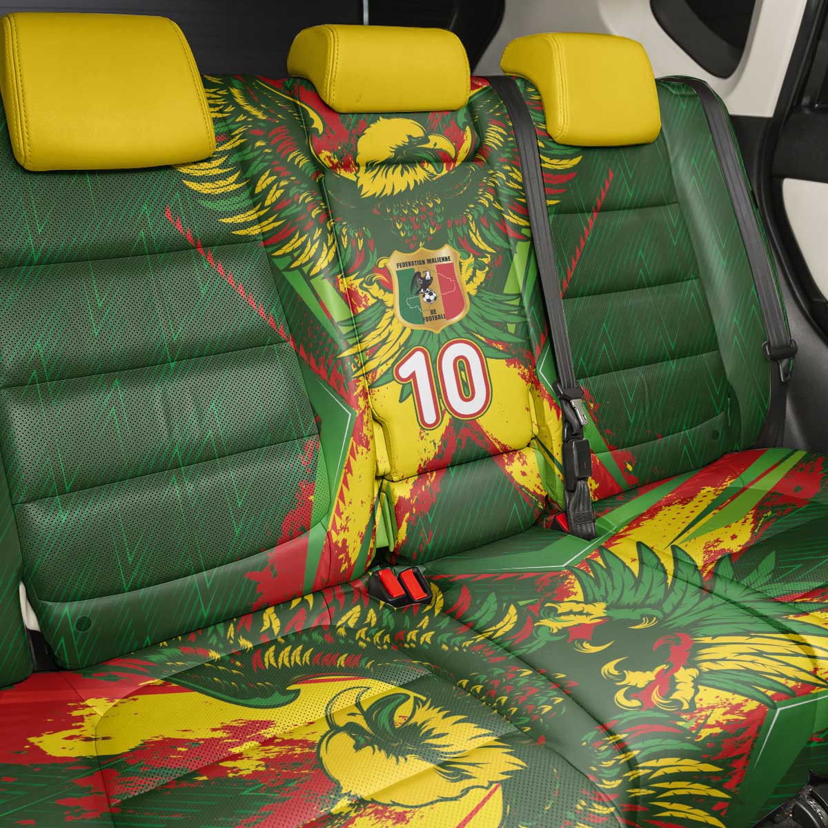 Custom Mali National Football Back Car Seat Cover Grunge Les Aigles Sporty Style - African Pride