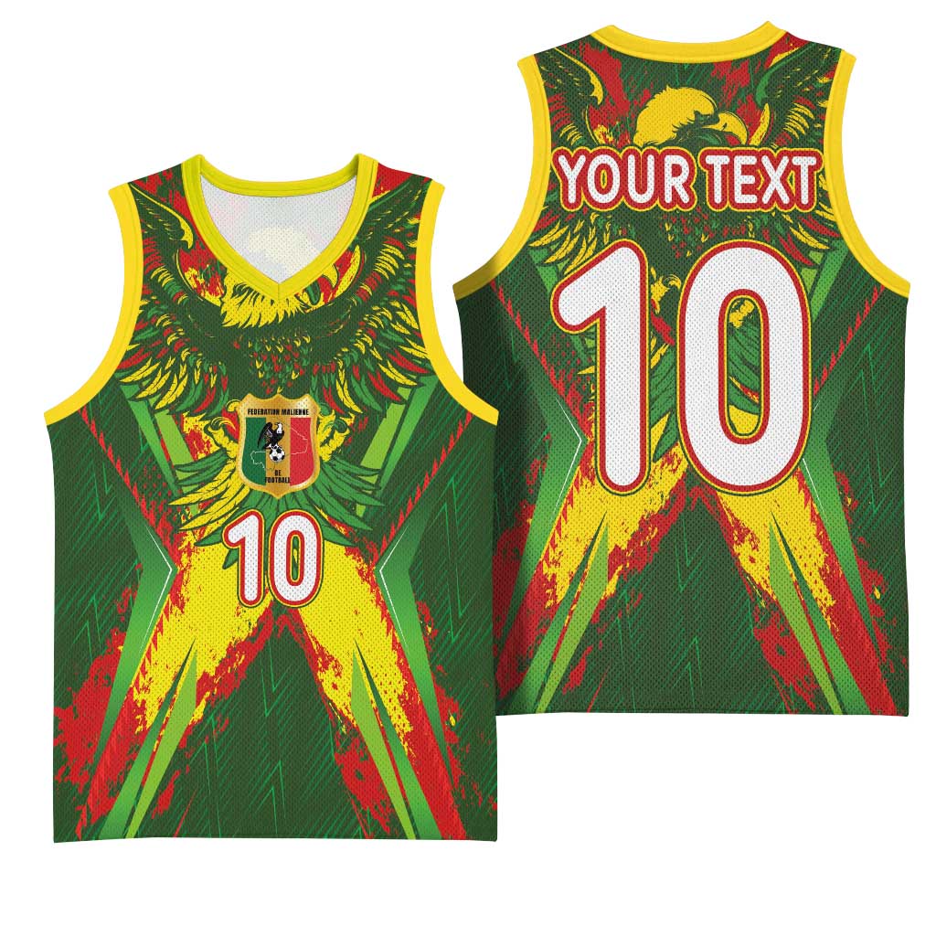Custom Mali National Football Basketball Jersey Grunge Les Aigles Sporty Style - African Pride