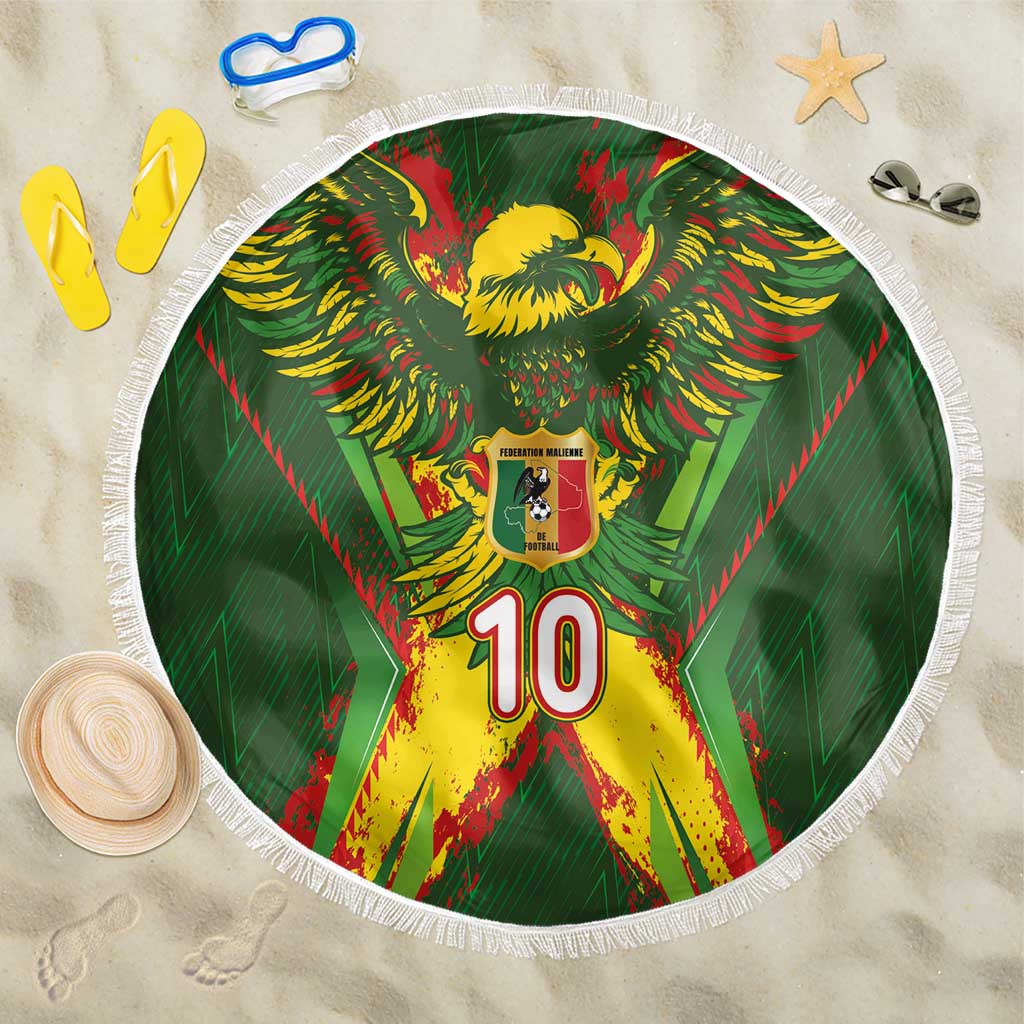Custom Mali National Football Beach Blanket Grunge Les Aigles Sporty Style - African Pride