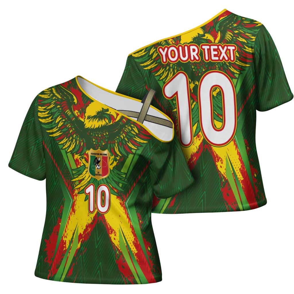 Custom Mali National Football Cross Shoulder Shirt Grunge Les Aigles Sporty Style - African Pride