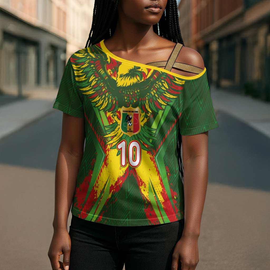 Custom Mali National Football Cross Shoulder Shirt Grunge Les Aigles Sporty Style - African Pride
