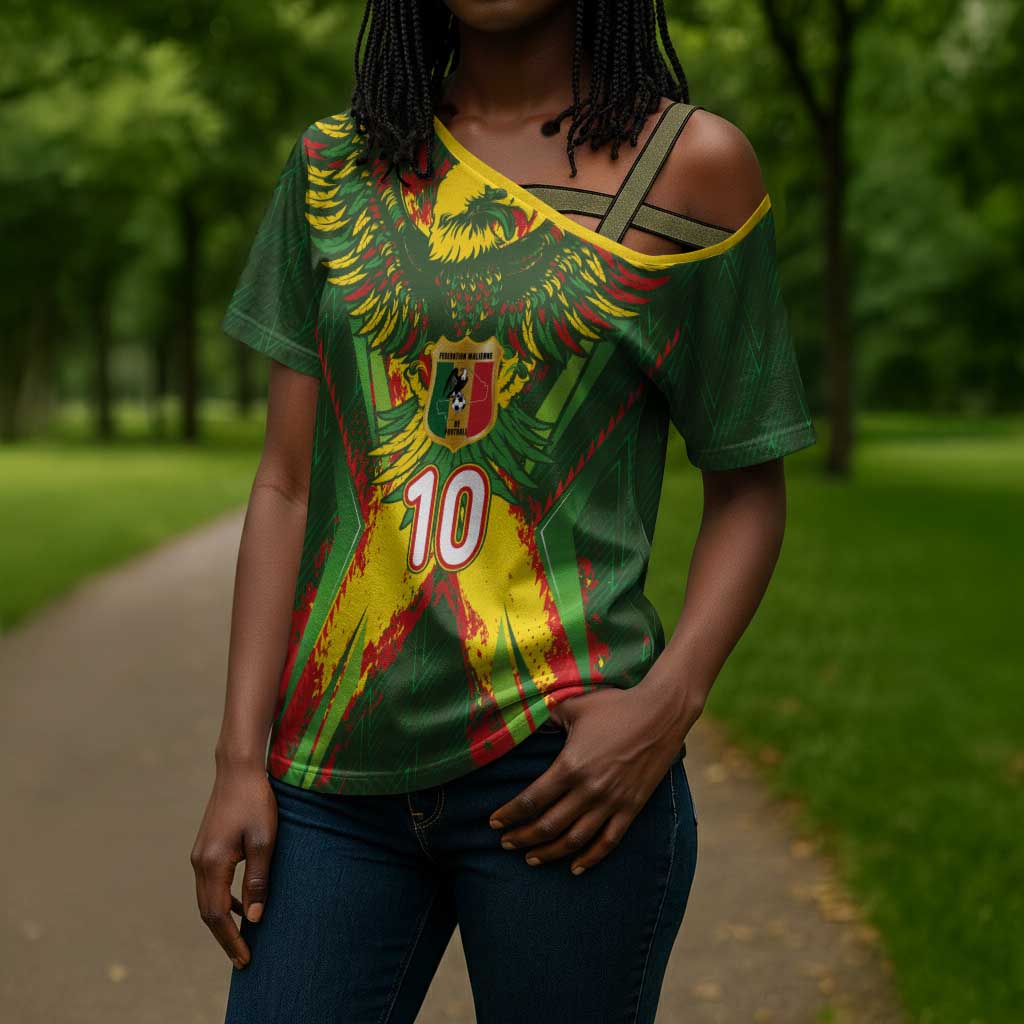 Custom Mali National Football Cross Shoulder Shirt Grunge Les Aigles Sporty Style - African Pride