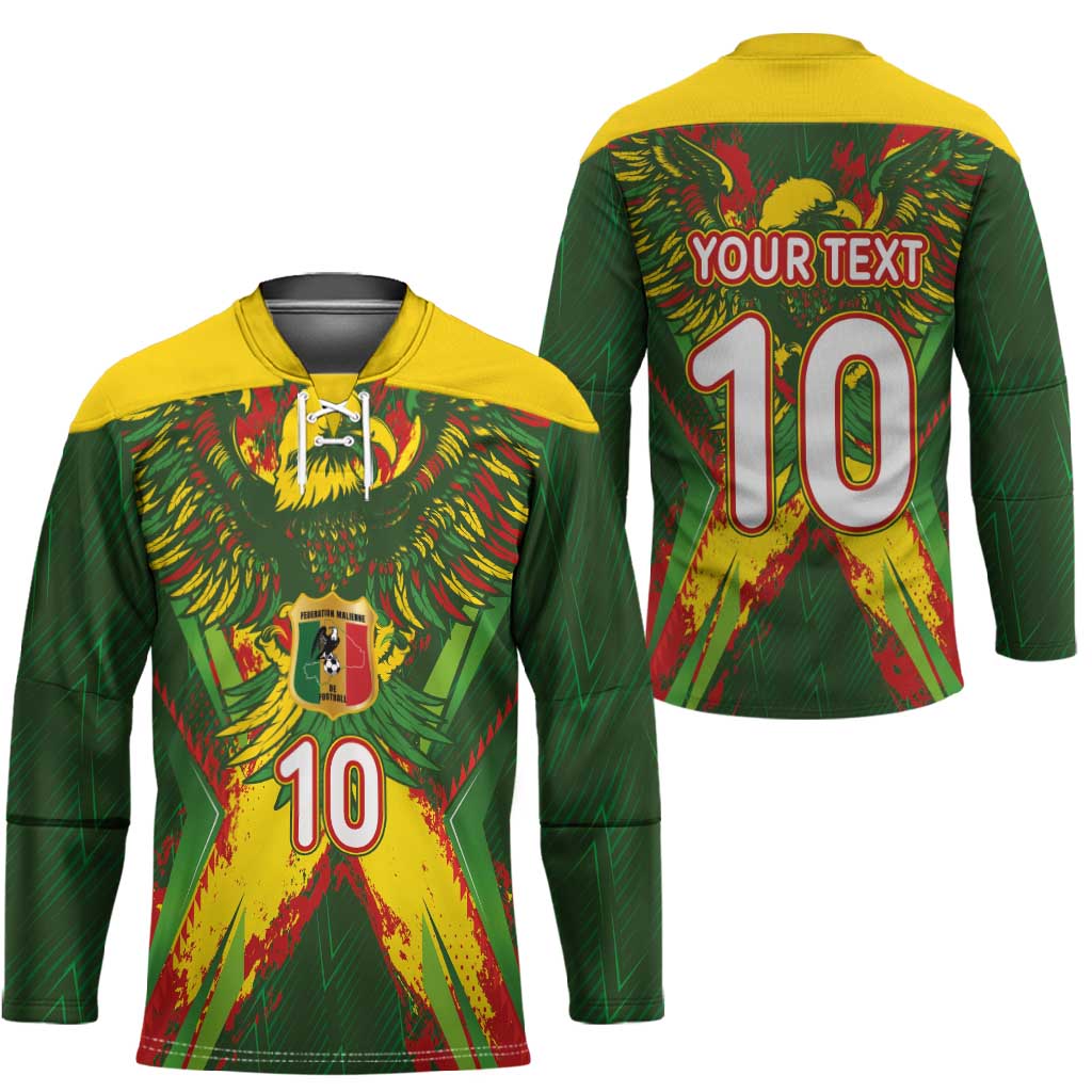 Custom Mali National Football Hockey Jersey Grunge Les Aigles Sporty Style - African Pride