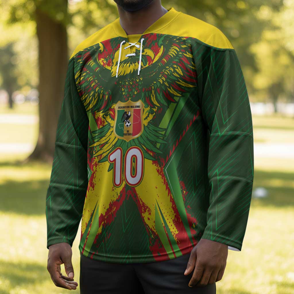 Custom Mali National Football Hockey Jersey Grunge Les Aigles Sporty Style - African Pride