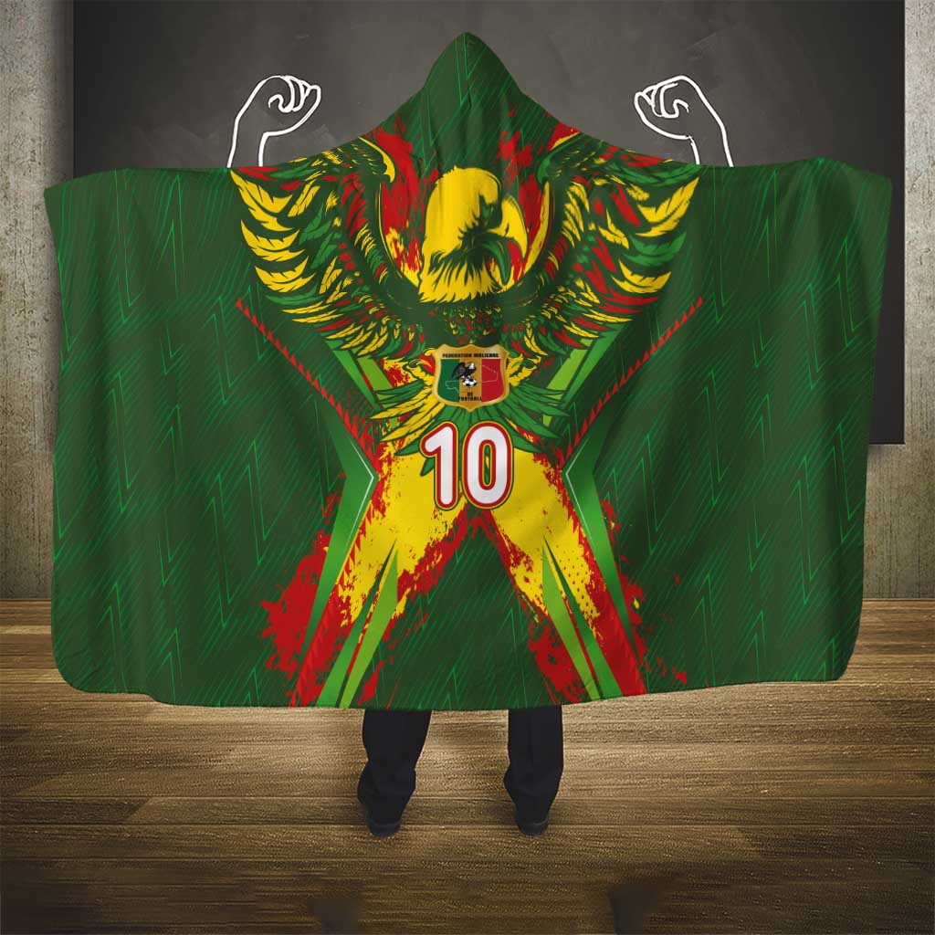 Custom Mali National Football Hooded Blanket Grunge Les Aigles Sporty Style - African Pride