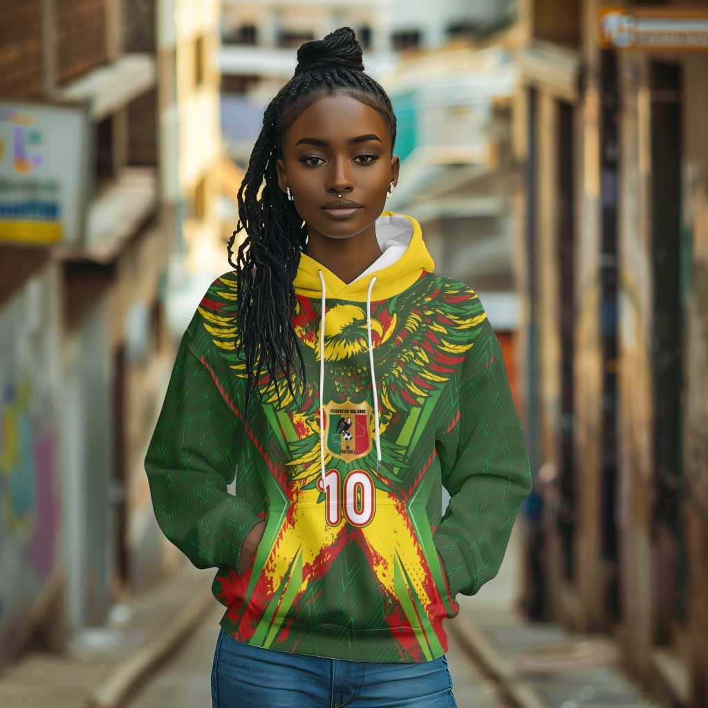 Custom Mali National Football Hoodie Grunge Les Aigles Sporty Style - African Pride