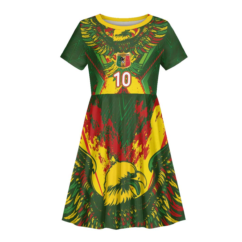 Custom Mali National Football Kid Short Sleeve Dress Grunge Les Aigles Sporty Style - African Pride