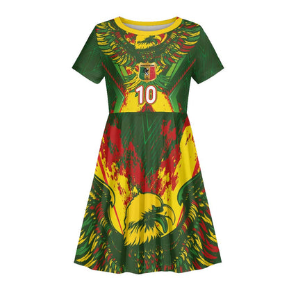 Custom Mali National Football Kid Short Sleeve Dress Grunge Les Aigles Sporty Style - African Pride