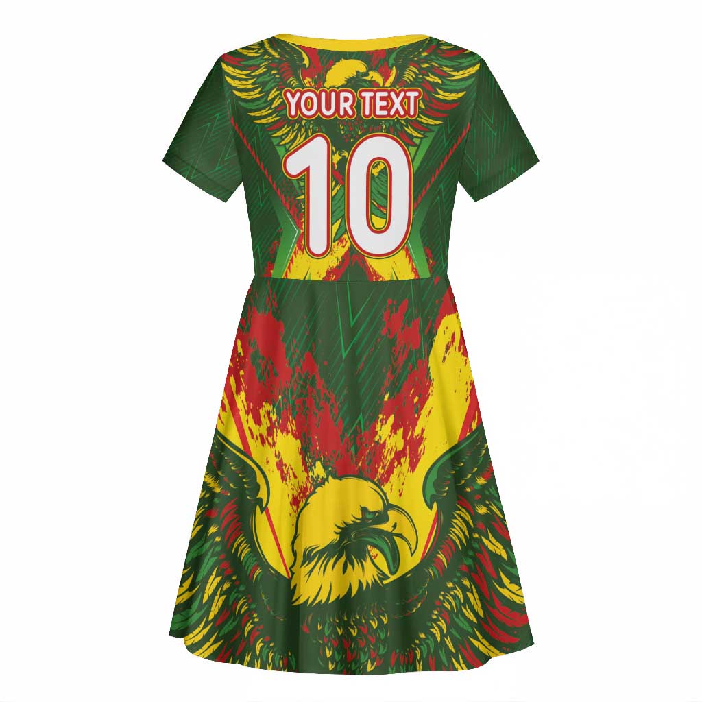 Custom Mali National Football Kid Short Sleeve Dress Grunge Les Aigles Sporty Style - African Pride