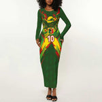 Custom Mali National Football Long Sleeve Bodycon Dress Grunge Les Aigles Sporty Style - African Pride