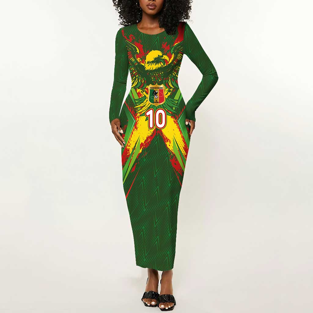 Custom Mali National Football Long Sleeve Bodycon Dress Grunge Les Aigles Sporty Style - African Pride